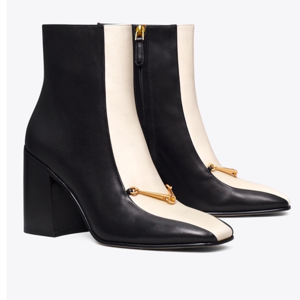 NEW Tory Burch Equestrian Link Two Tone Booties Size 6.5